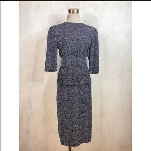 80’s does 40’s Navy Peplum Dress